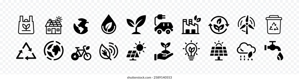 Ecology icon. Set of icons for environmental protection, ecological icon set, green environment, energy sign, Ecology icons set