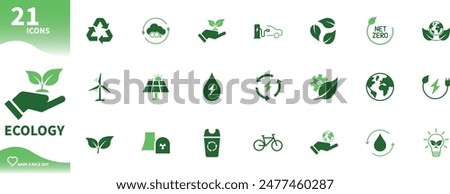 Ecology icon. Set of icons for environmental protection, earth, renewable energy, leaf, recycling, green energy, green icons, ...