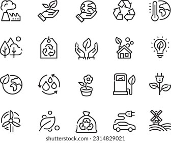 Juego de iconos ecológicos vectores industriales