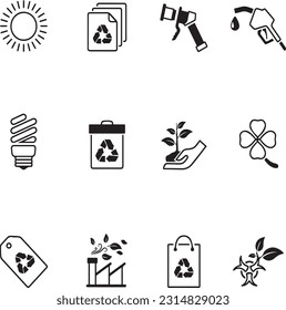 Juego de iconos ecológicos vectores industriales