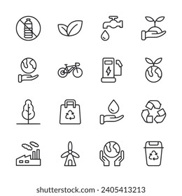 Ecology icon set isolated on white