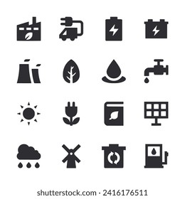ecology icon set isolated on white