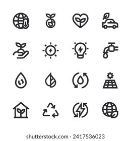 ecology icon set isolated on white