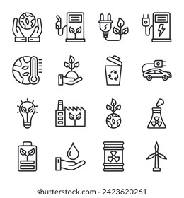 ecology icon set isolated on white