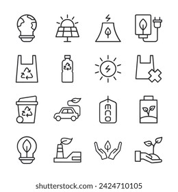 Ecology icon set isolated on white