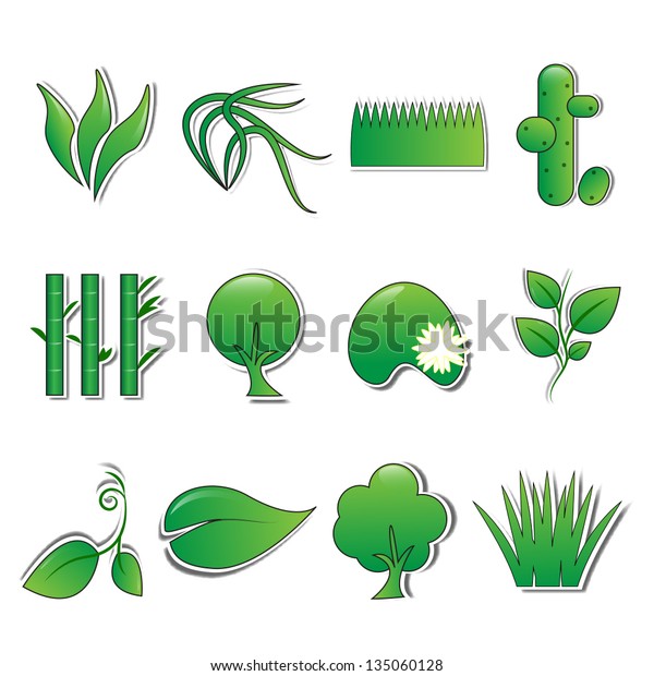 Ecology Icon Set Isolated On White Stock Vector Royalty Free 135060128