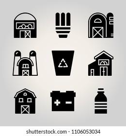 Ecology icon set. lightning, smooth, ocean and container vector illustration for web