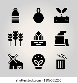 Ecology icon set. object, outdoors, condensation and cloud vector illustration for web