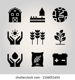 Ecology icon set. ocean, electric, charge and planet vector illustration for web