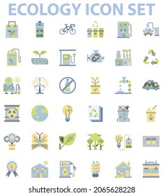 conjunto de iconos ecológicos píxeles perfectos y diseño plano 