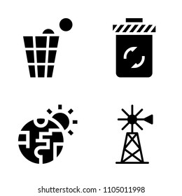 Ecology icon set. planet, design, electric and litter vector illustration for web