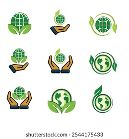 Ecology icon set. renewable energy, environmental protection, earth, leaves, recycling, green energy, green icon. flat design style. energy, resources