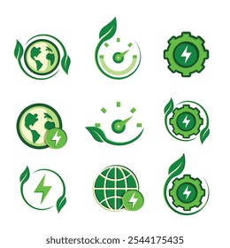 Ecology icon set. renewable energy, environmental protection, earth, leaves, recycling, green energy, green icon. flat design style. energy, resources