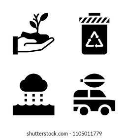 Ecology icon set. river, mountain, bucket and recycling vector illustration for web