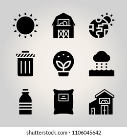Ecology icon set. seeding, sea, soil and country vector illustration for web
