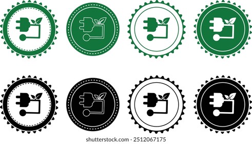 Ecology icon set. Ecology Stamps. Environment, sustainability, nature, recycle, renewable energy; electric bike, eco-friendly, forest, wind power, green symbol. Solid icons vector collection.
