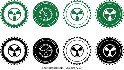 Ecology icon set. Ecology Stamps. Environment, sustainability, nature, recycle, renewable energy; electric bike, eco-friendly, forest, wind power, green symbol. Solid icons vector collection.