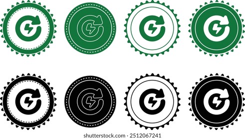 Ecology icon set. Ecology Stamps. Environment, sustainability, nature, recycle, renewable energy; electric bike, eco-friendly, forest, wind power, green symbol. Solid icons vector collection.
