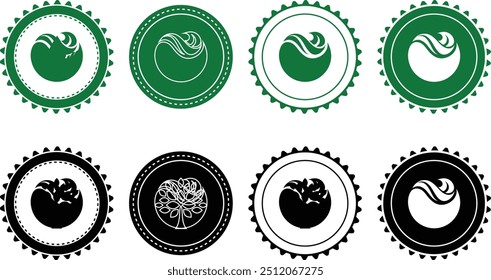 Ecology icon set. Ecology Stamps. Environment, sustainability, nature, recycle, renewable energy; electric bike, eco-friendly, forest, wind power, green symbol. Solid icons vector collection.
