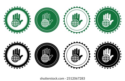 Ecology icon set. Ecology Stamps. Environment, sustainability, nature, recycle, renewable energy; electric bike, eco-friendly, forest, wind power, green symbol. Solid icons vector collection.