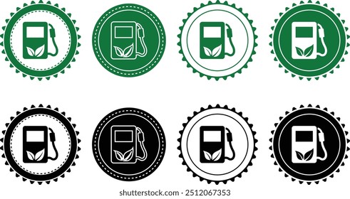 Ecology icon set. Ecology Stamps. Environment, sustainability, nature, recycle, renewable energy; electric bike, eco-friendly, forest, wind power, green symbol. Solid icons vector collection.