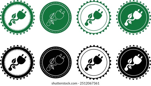 Ecology icon set. Ecology Stamps. Environment, sustainability, nature, recycle, renewable energy; electric bike, eco-friendly, forest, wind power, green symbol. Solid icons vector collection.