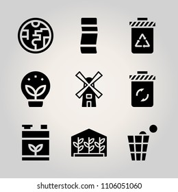 Ecology icon set. strength, sky, green and horizon vector illustration for web