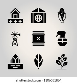 Ecology icon set. sunlight, fresh, volcanic and corncob vector illustration for web