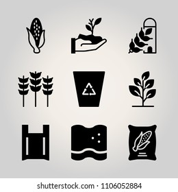 Ecology icon set. texture, gold, diet and design vector illustration for web