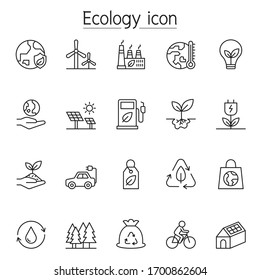 Ecology icon set in thin line style