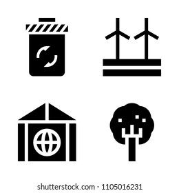 Ecology icon set. throw, sun, mill and mountain vector illustration for web