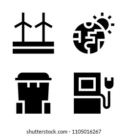 Ecology icon set. tower, bin, recharge and generation vector illustration for web