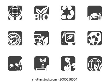 Ecology icon set for user interface design