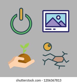 ecology icon set. vector set about power, image, drought and sprout icons set.