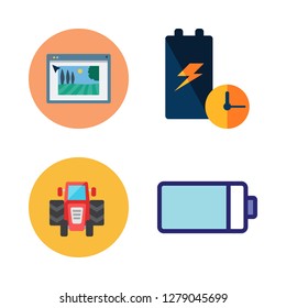ecology icon set. vector set about battery, tractor and image icons set.