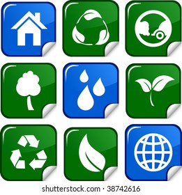 Conjunto de iconos de ecología. Ilustración vectorial.
