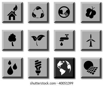 Ecology icon set. Vector illustration.