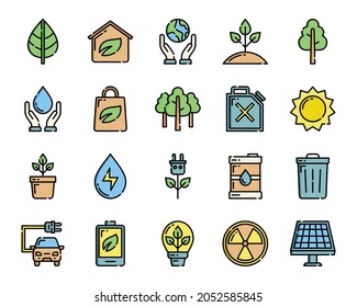 Ecology icon set vector outline 