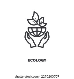 ecology icon. Thin line ecology, eco icon from ecology collection. Outline vector isolated on white background. Editable ecology symbol can be used web and mobile