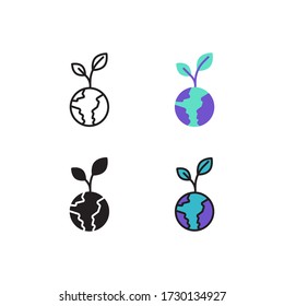ecology icon vector with different style design. isolated on white background