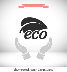 Ecology icon. Vector EPS 10. Leaflet. ecology. purity. future is displayed. flat style. ecology