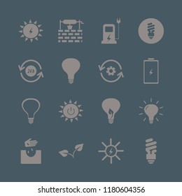 ecology icon. ecology vector icons set car charger, hand seeds, solar energy and recycle gear