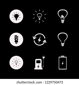 ecology icon. ecology vector icons set fluorescent bulb, car charger, bulb and renewable energy