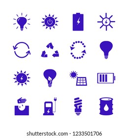 ecology icon. ecology vector icons set solar panel, recycle sign, hand seeds and car charger