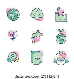 Ecology icon vector set design illustration symbol collection for web business nature concept