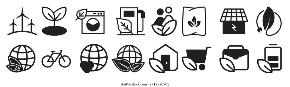 ökologisches Symbol, Vektorsatz, grüne Energie, Illustrationszeichen 