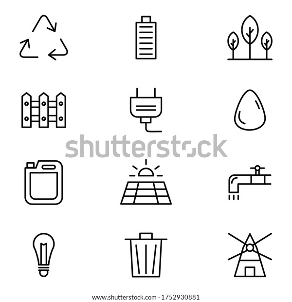 ecology\
icon vector set outline style for your\
design