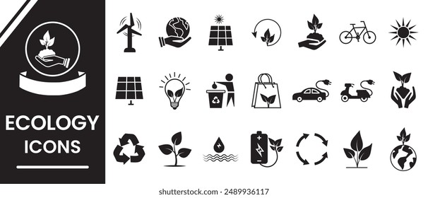 	
Icono de ecología, Vector, conjunto de siluetas. Icono de protección del medio ambiente, energía renovable, reciclaje, conjunto de iconos de línea reutilizable. Signo lineal respetuoso del medio ambiente, colección del icono. Ilustración vectorial.