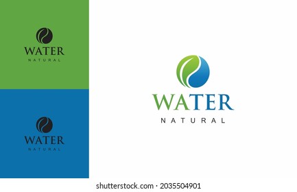Ecology icon vector water and leaf logo design element