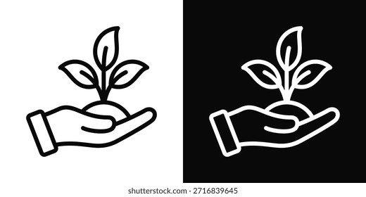 Ícone De Ecologia Branco E Preto Estilo De Fundo